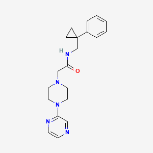 molecular formula C20H25N5O B7521607 N-[(1-phenylcyclopropyl)methyl]-2-(4-pyrazin-2-ylpiperazin-1-yl)acetamide 