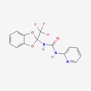 molecular formula C14H10F3N3O3 B7521677 1-Pyridin-2-yl-3-[2-(trifluoromethyl)-1,3-benzodioxol-2-yl]urea 