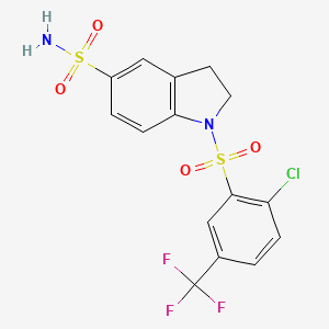 1-[2-Chloro-5-(trifluoromethyl)phenyl]sulfonyl-2,3-dihydroindole-5-sulfonamide