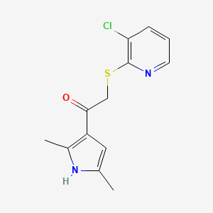 molecular formula C13H13ClN2OS B7521838 2-(3-chloropyridin-2-yl)sulfanyl-1-(2,5-dimethyl-1H-pyrrol-3-yl)ethanone 