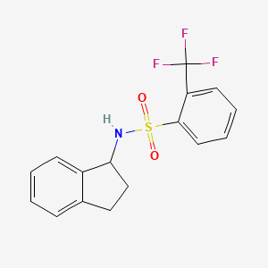 molecular formula C16H14F3NO2S B7521864 N-(2,3-dihydro-1H-inden-1-yl)-2-(trifluoromethyl)benzenesulfonamide 