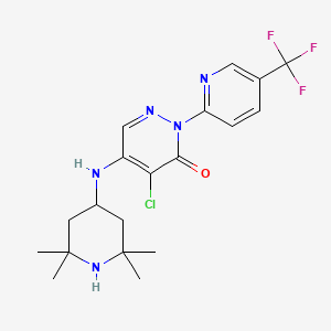 molecular formula C19H23ClF3N5O B7521890 4-Chloro-5-[(2,2,6,6-tetramethylpiperidin-4-yl)amino]-2-[5-(trifluoromethyl)pyridin-2-yl]pyridazin-3-one 