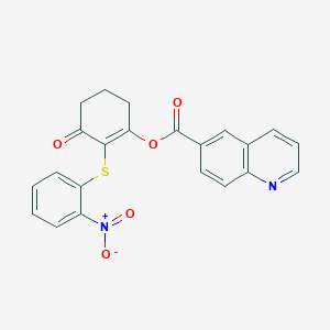 molecular formula C22H16N2O5S B7521923 [2-(2-Nitrophenyl)sulfanyl-3-oxocyclohexen-1-yl] quinoline-6-carboxylate 