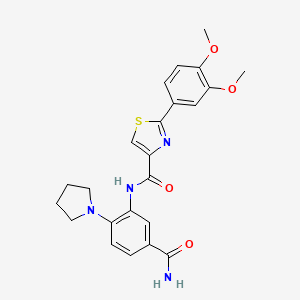 N-(5-carbamoyl-2-pyrrolidin-1-ylphenyl)-2-(3,4-dimethoxyphenyl)-1,3-thiazole-4-carboxamide