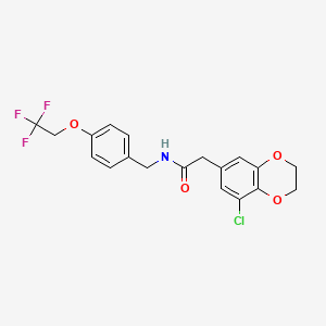 molecular formula C19H17ClF3NO4 B7522030 2-(5-chloro-2,3-dihydro-1,4-benzodioxin-7-yl)-N-[[4-(2,2,2-trifluoroethoxy)phenyl]methyl]acetamide 