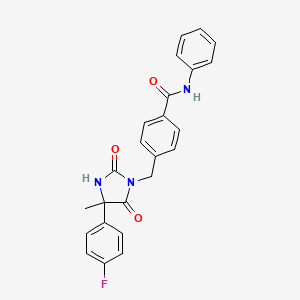 molecular formula C24H20FN3O3 B7522038 4-[[4-(4-fluorophenyl)-4-methyl-2,5-dioxoimidazolidin-1-yl]methyl]-N-phenylbenzamide 