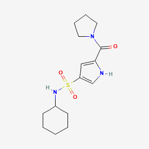 molecular formula C15H23N3O3S B7522056 N-cyclohexyl-5-(pyrrolidine-1-carbonyl)-1H-pyrrole-3-sulfonamide 