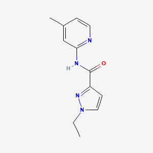 molecular formula C12H14N4O B7522061 1-ethyl-N-(4-methylpyridin-2-yl)pyrazole-3-carboxamide 