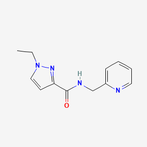 molecular formula C12H14N4O B7522064 1-ethyl-N-(pyridin-2-ylmethyl)pyrazole-3-carboxamide 