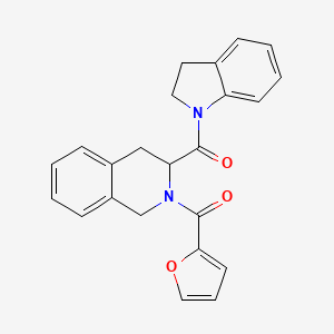 molecular formula C23H20N2O3 B7522069 2,3-dihydroindol-1-yl-[2-(furan-2-carbonyl)-3,4-dihydro-1H-isoquinolin-3-yl]methanone 