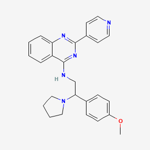 molecular formula C26H27N5O B7522103 N-[2-(4-methoxyphenyl)-2-pyrrolidin-1-ylethyl]-2-pyridin-4-ylquinazolin-4-amine 