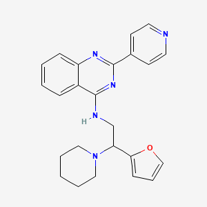 molecular formula C24H25N5O B7522110 N-[2-(furan-2-yl)-2-piperidin-1-ylethyl]-2-pyridin-4-ylquinazolin-4-amine 