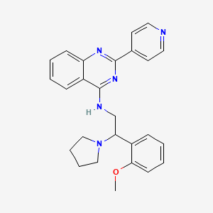 molecular formula C26H27N5O B7522138 N-[2-(2-methoxyphenyl)-2-pyrrolidin-1-ylethyl]-2-pyridin-4-ylquinazolin-4-amine 