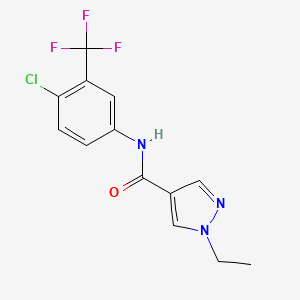 molecular formula C13H11ClF3N3O B7522212 N-[4-chloro-3-(trifluoromethyl)phenyl]-1-ethylpyrazole-4-carboxamide 