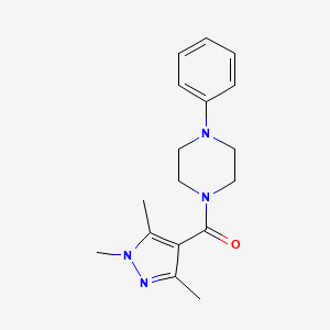 molecular formula C17H22N4O B7522270 (4-Phenylpiperazin-1-yl)-(1,3,5-trimethylpyrazol-4-yl)methanone 