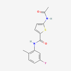 molecular formula C14H13FN2O2S B7522325 5-acetamido-N-(5-fluoro-2-methylphenyl)thiophene-2-carboxamide 