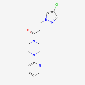 molecular formula C15H18ClN5O B7522343 3-(4-Chloropyrazol-1-yl)-1-(4-pyridin-2-ylpiperazin-1-yl)propan-1-one 