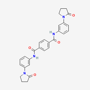 molecular formula C28H26N4O4 B7522346 1-N,4-N-bis[3-(2-oxopyrrolidin-1-yl)phenyl]benzene-1,4-dicarboxamide 