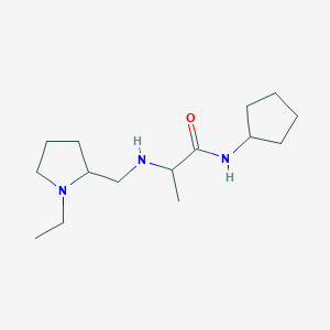 molecular formula C15H29N3O B7522371 N-cyclopentyl-2-[(1-ethylpyrrolidin-2-yl)methylamino]propanamide 