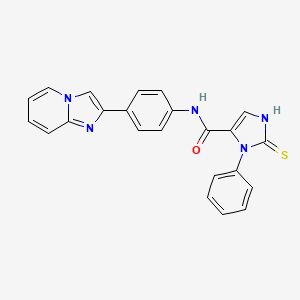 molecular formula C23H17N5OS B7522378 N-(4-imidazo[1,2-a]pyridin-2-ylphenyl)-3-phenyl-2-sulfanylidene-1H-imidazole-4-carboxamide 