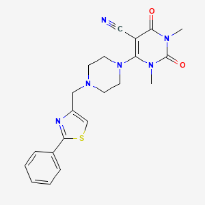 1,3-Dimethyl-2,4-dioxo-6-[4-[(2-phenyl-1,3-thiazol-4-yl)methyl]piperazin-1-yl]pyrimidine-5-carbonitrile