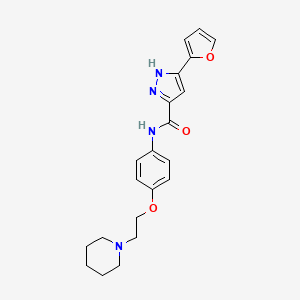 molecular formula C21H24N4O3 B7522408 5-(furan-2-yl)-N-[4-(2-piperidin-1-ylethoxy)phenyl]-1H-pyrazole-3-carboxamide 