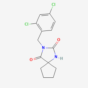 molecular formula C14H14Cl2N2O2 B7522415 3-[(2,4-Dichlorophenyl)methyl]-1,3-diazaspiro[4.4]nonane-2,4-dione 