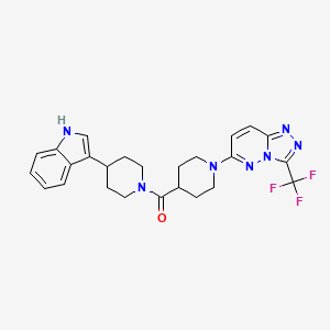 molecular formula C25H26F3N7O B7522478 [4-(1H-indol-3-yl)piperidin-1-yl]-[1-[3-(trifluoromethyl)-[1,2,4]triazolo[4,3-b]pyridazin-6-yl]piperidin-4-yl]methanone 