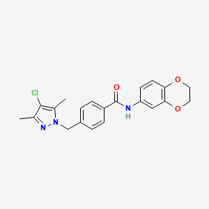 4-[(4-chloro-3,5-dimethylpyrazol-1-yl)methyl]-N-(2,3-dihydro-1,4-benzodioxin-6-yl)benzamide