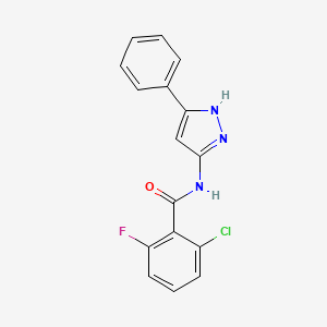 molecular formula C16H11ClFN3O B7522523 2-chloro-6-fluoro-N-(5-phenyl-1H-pyrazol-3-yl)benzamide 