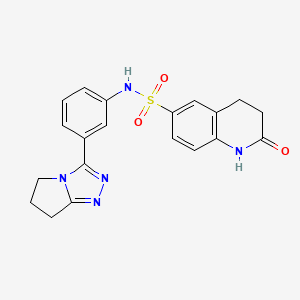 molecular formula C20H19N5O3S B7522583 N-[3-(6,7-dihydro-5H-pyrrolo[2,1-c][1,2,4]triazol-3-yl)phenyl]-2-oxo-3,4-dihydro-1H-quinoline-6-sulfonamide 