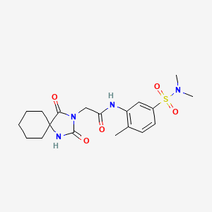 molecular formula C19H26N4O5S B7522603 N-[5-(dimethylsulfamoyl)-2-methylphenyl]-2-(2,4-dioxo-1,3-diazaspiro[4.5]decan-3-yl)acetamide 