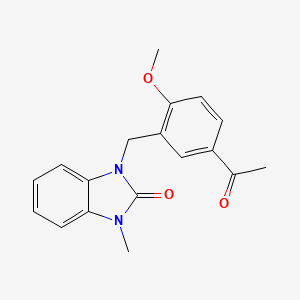 molecular formula C18H18N2O3 B7522611 1-[(5-Acetyl-2-methoxyphenyl)methyl]-3-methylbenzimidazol-2-one 