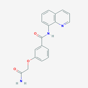 molecular formula C18H15N3O3 B7522629 3-(2-amino-2-oxoethoxy)-N-quinolin-8-ylbenzamide 