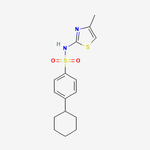 molecular formula C16H20N2O2S2 B7522659 4-cyclohexyl-N-(4-methyl-1,3-thiazol-2-yl)benzenesulfonamide 