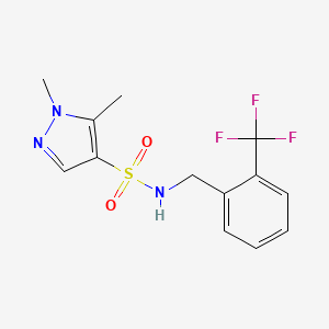 molecular formula C13H14F3N3O2S B7522705 1,5-dimethyl-N-[[2-(trifluoromethyl)phenyl]methyl]pyrazole-4-sulfonamide 