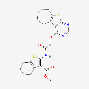 Methyl 2-[[2-(8-thia-4,6-diazatricyclo[7.5.0.02,7]tetradeca-1(9),2,4,6-tetraen-3-yloxy)acetyl]amino]-4,5,6,7-tetrahydro-1-benzothiophene-3-carboxylate