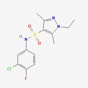 N-(3-chloro-4-fluorophenyl)-1-ethyl-3,5-dimethylpyrazole-4-sulfonamide