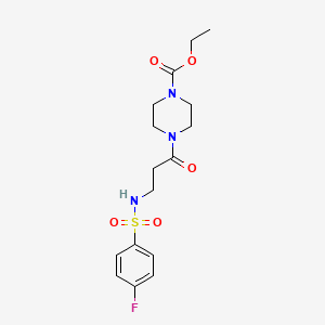 molecular formula C16H22FN3O5S B7522790 Ethyl 4-[3-[(4-fluorophenyl)sulfonylamino]propanoyl]piperazine-1-carboxylate 