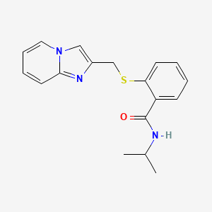 molecular formula C18H19N3OS B7522813 2-(imidazo[1,2-a]pyridin-2-ylmethylsulfanyl)-N-propan-2-ylbenzamide 