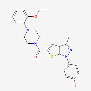 molecular formula C25H25FN4O2S B7522868 [4-(2-Ethoxyphenyl)piperazin-1-yl]-[1-(4-fluorophenyl)-3-methylthieno[2,3-c]pyrazol-5-yl]methanone 