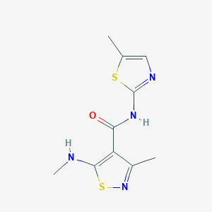 molecular formula C10H12N4OS2 B7522891 3-methyl-5-(methylamino)-N-(5-methyl-1,3-thiazol-2-yl)-1,2-thiazole-4-carboxamide 