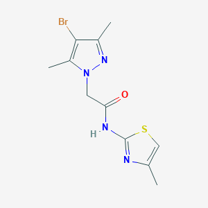 molecular formula C11H13BrN4OS B7522948 2-(4-bromo-3,5-dimethylpyrazol-1-yl)-N-(4-methyl-1,3-thiazol-2-yl)acetamide 