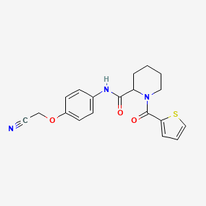 molecular formula C19H19N3O3S B7522982 N-[4-(cyanomethoxy)phenyl]-1-(thiophene-2-carbonyl)piperidine-2-carboxamide 