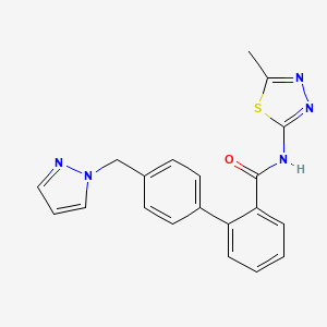 molecular formula C20H17N5OS B7522997 N-(5-methyl-1,3,4-thiadiazol-2-yl)-2-[4-(pyrazol-1-ylmethyl)phenyl]benzamide 