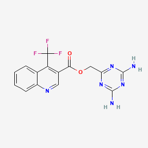 molecular formula C15H11F3N6O2 B7523039 (4,6-Diamino-1,3,5-triazin-2-yl)methyl 4-(trifluoromethyl)quinoline-3-carboxylate 