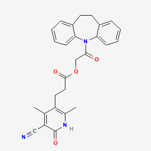 molecular formula C27H25N3O4 B7523080 [2-(5,6-dihydrobenzo[b][1]benzazepin-11-yl)-2-oxoethyl] 3-(5-cyano-2,4-dimethyl-6-oxo-1H-pyridin-3-yl)propanoate 