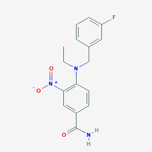 4-[Ethyl-[(3-fluorophenyl)methyl]amino]-3-nitrobenzamide