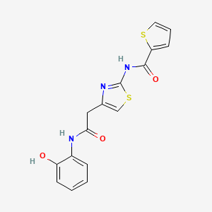 molecular formula C16H13N3O3S2 B7523205 N-[4-[2-(2-hydroxyanilino)-2-oxoethyl]-1,3-thiazol-2-yl]thiophene-2-carboxamide 