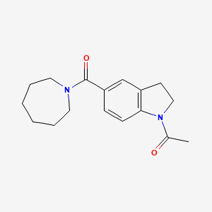 molecular formula C17H22N2O2 B7523220 1-[5-(1-azepanylcarbonyl)-2,3-dihydro-1H-indol-1-yl]-1-ethanone 